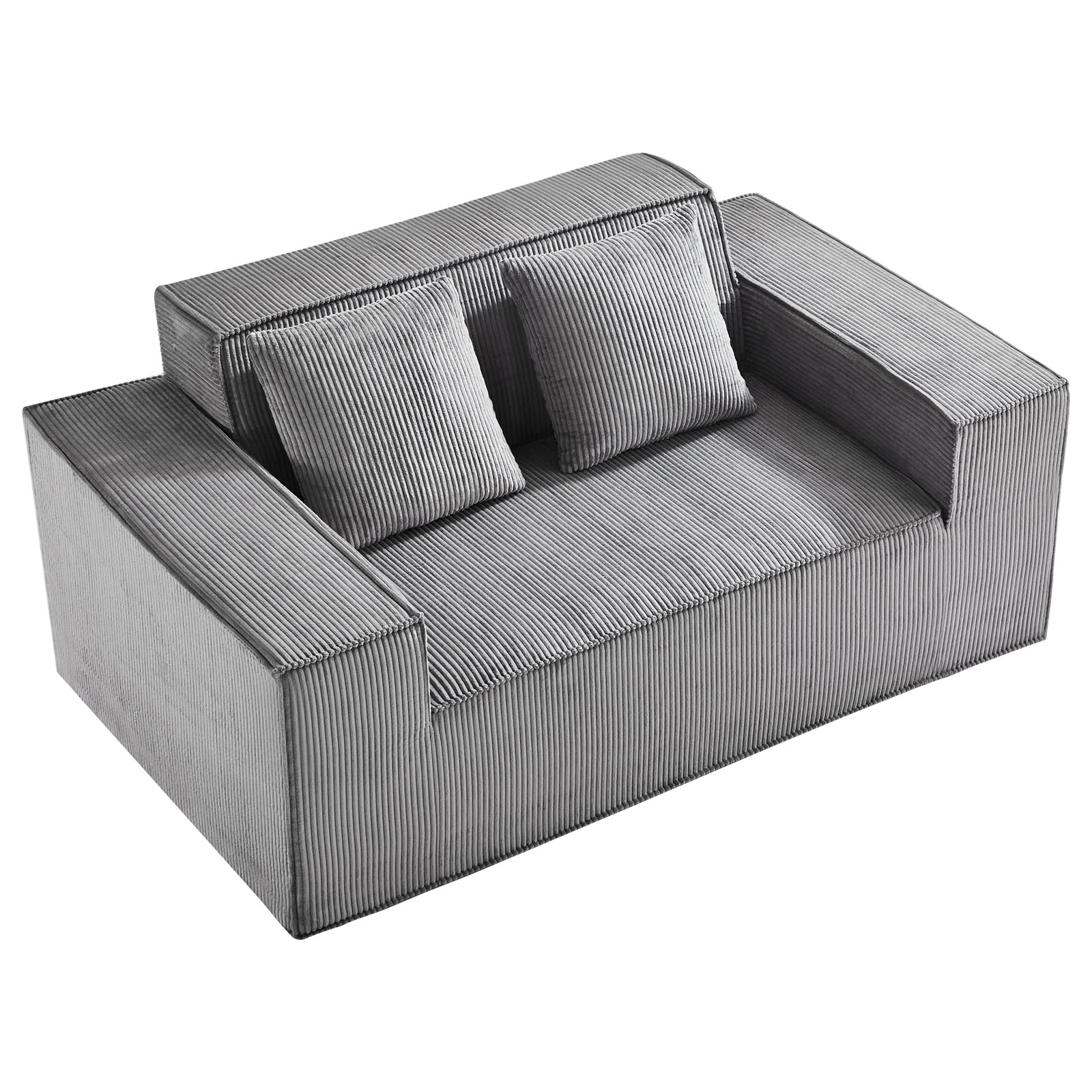 Loveseat Sofa, 63-Inch 2-Seats Couch For Living Room, Modern Small Corduroy Couch With Pocket Springs, Soft Cushions, Comfy Loveseat For Bedroom, Office Or Apartment, No Assembly Required, Gray_maomaolike.com